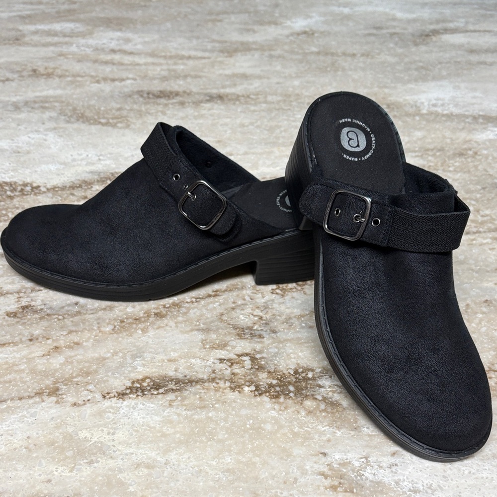 Bzees Black Buckle Slip-On Shoes
